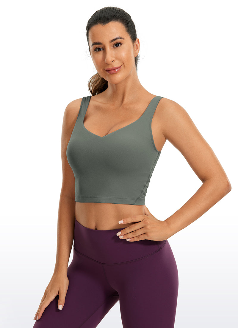 CRZ YOGA Women's Yoga Low support Butterluxe Longline Bra U-back Grey Sage
