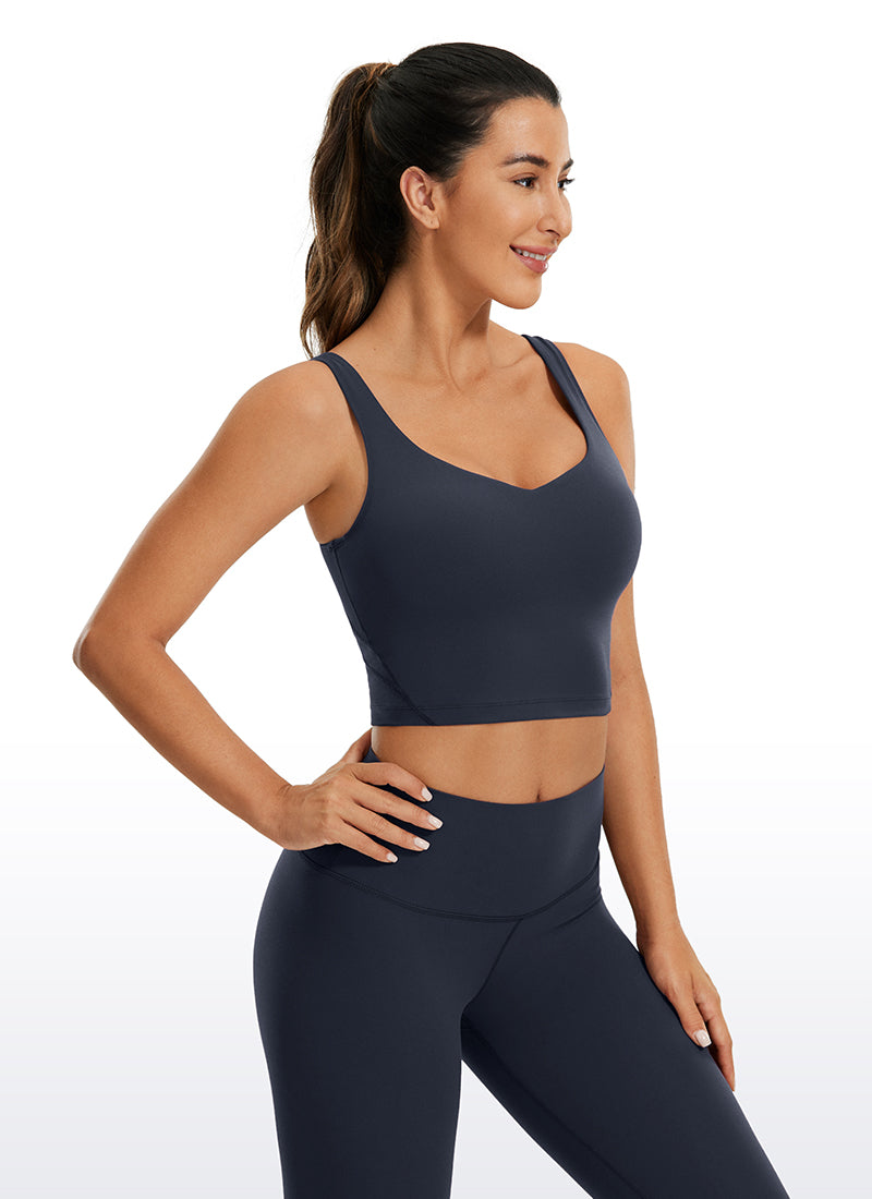 CRZ YOGA Women's Yoga Low support Butterluxe Longline Bra U-back Twilight Blue