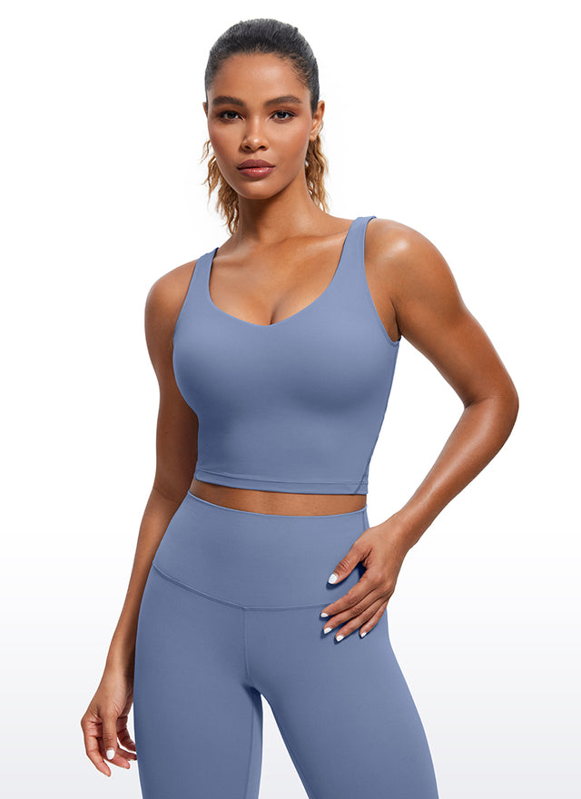 CRZ YOGA Women's Yoga Low support Butterluxe Longline Bra U-back Oasis Blue