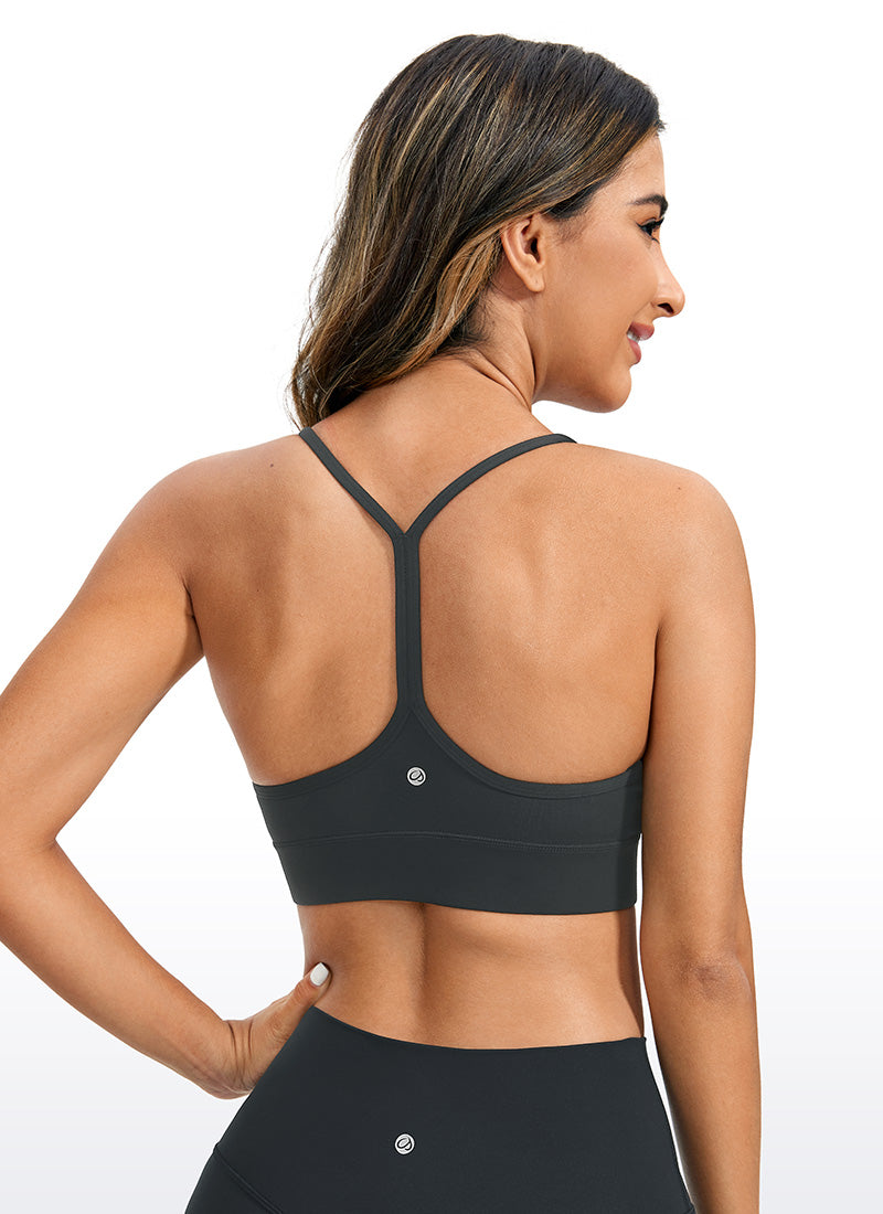 CRZ YOGA Women's Yoga Light Support Butterluxe Longline Bra Y-Back Melanite