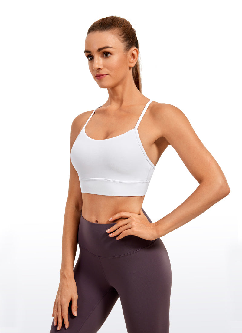 CRZ YOGA Women's Yoga Light Support Butterluxe Longline Bra Y-Back White