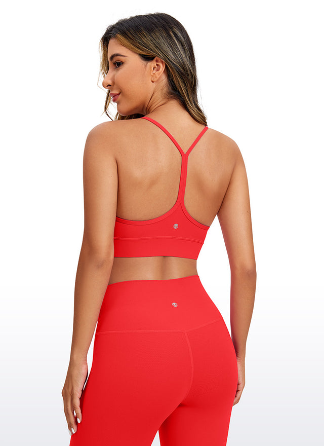 CRZ YOGA Women's Yoga Light Support Butterluxe Longline Bra Y-Back Deep Red