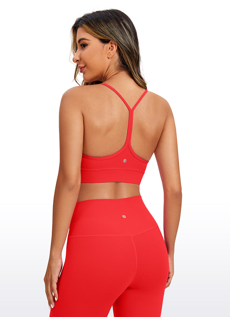 CRZ YOGA Women's Yoga Light Support Butterluxe Longline Bra Y-Back Deep Red
