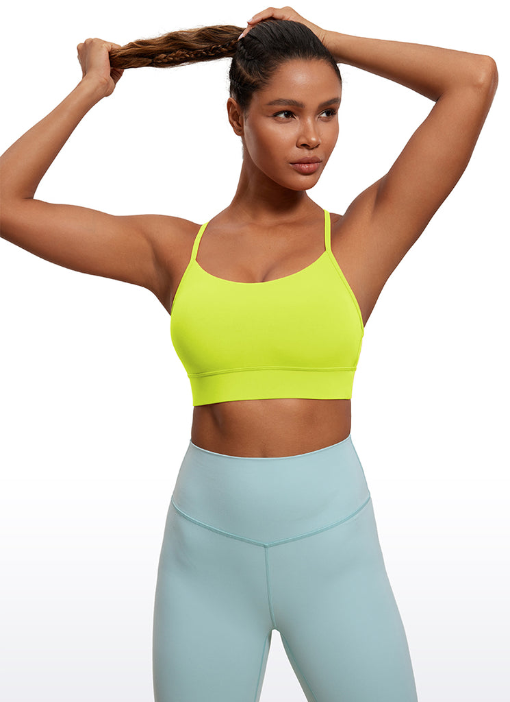 CRZ YOGA Women's Yoga Light Support Butterluxe Longline Bra Y-Back Spectral Blue