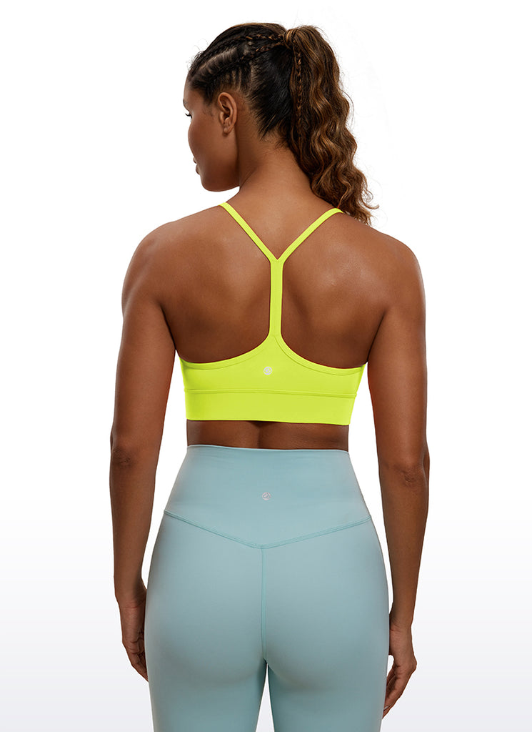 CRZ YOGA Women's Yoga Light Support Butterluxe Longline Bra Y-Back Spectral Blue