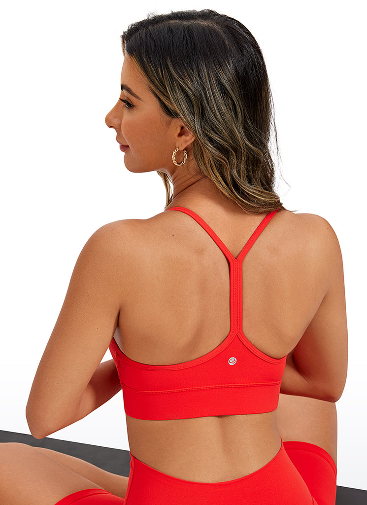 CRZ YOGA Women's Yoga Light Support Butterluxe Longline Bra Y-Back Dark Red