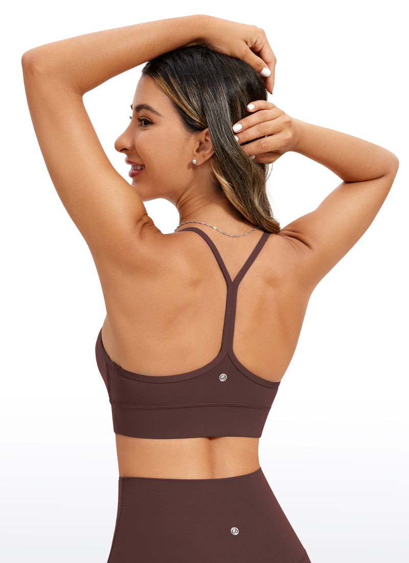 CRZ YOGA Women's Yoga Light Support Butterluxe Longline Bra Y-Back Taupe @model_info:NEW1