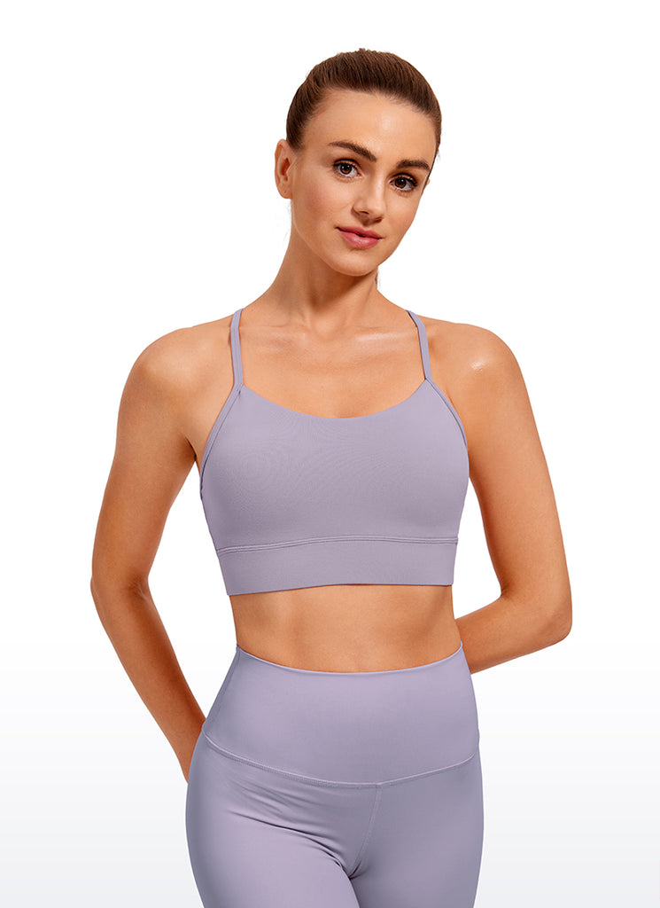 CRZ YOGA Women's Yoga Light Support Butterluxe Longline Bra Y-Back Rose Fragrant Purple