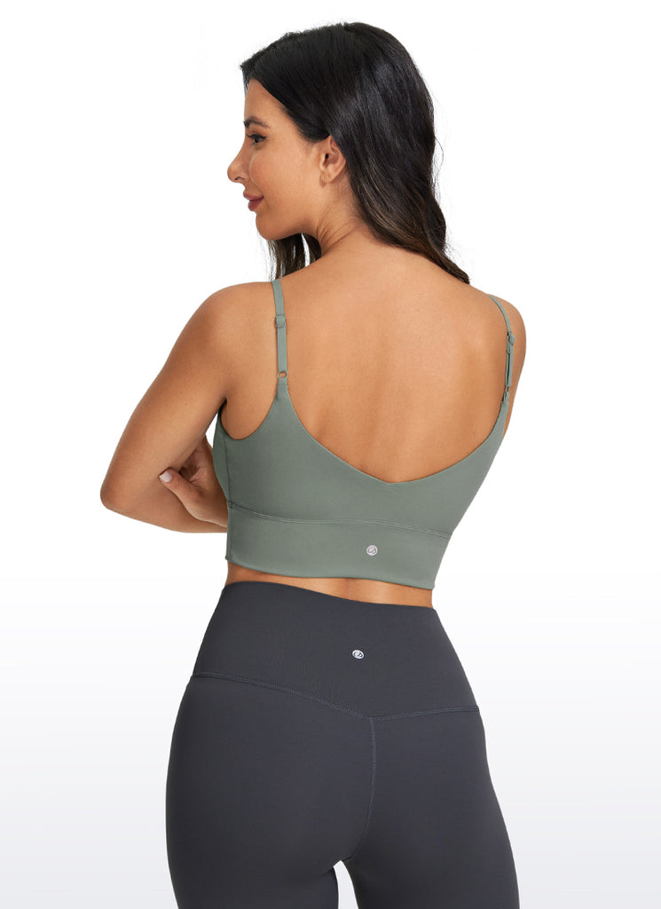 CRZ YOGA Women's Yoga Light Support Longline Bra Adjustable Straps White