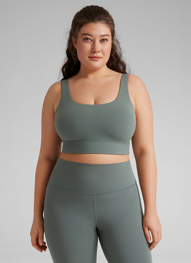CRZ YOGA Women's Yoga Low Support Butterluxe Sport Bra U Back Longline Grey Sage