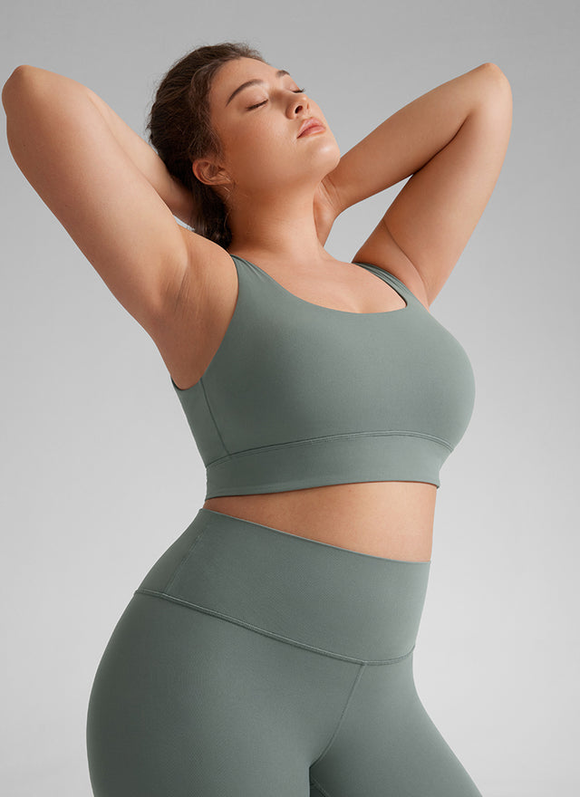 CRZ YOGA Women's Yoga Low Support Butterluxe Sport Bra U Back Longline Grey Sage