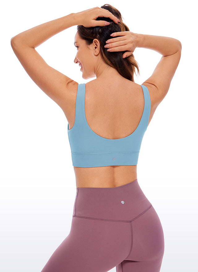 CRZ YOGA Women's Yoga Low Support Butterluxe Sport Bra U Back Longline Pure Blue