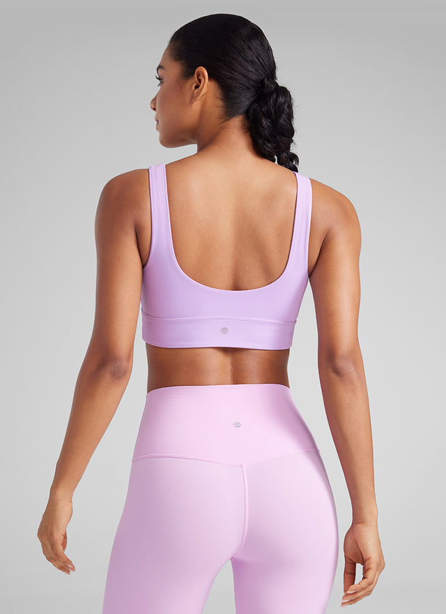 CRZ YOGA Women's Yoga Low Support Butterluxe Sport Bra U Back Longline Elfin Purple @model_info:Amanda