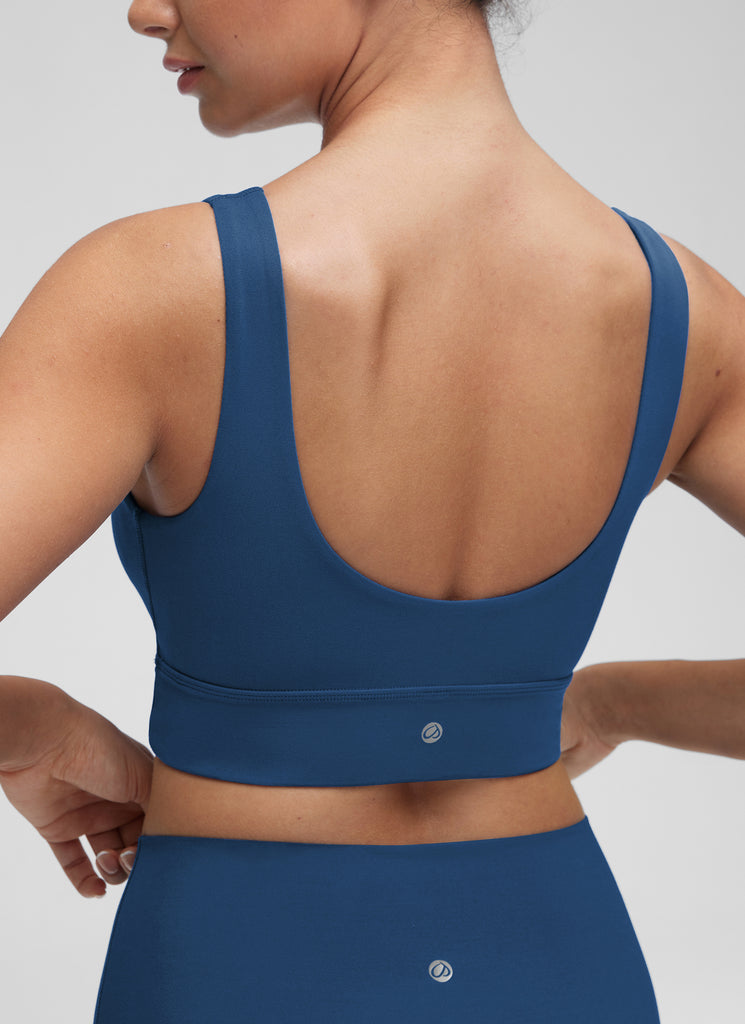 CRZ YOGA Women's Yoga Low Support Butterluxe Sport Bra U Back Longline French Navy