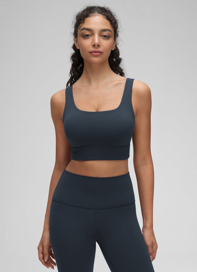 CRZ YOGA Women's Yoga Low Support Butterluxe Sport Bra U Back Longline True Navy