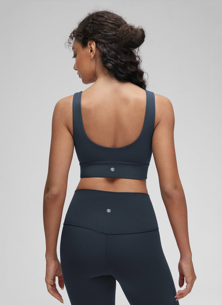 CRZ YOGA Women's Yoga Low Support Butterluxe Sport Bra U Back Longline True Navy