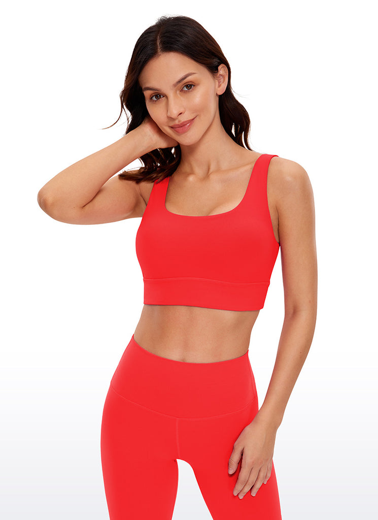 CRZ YOGA Women's Yoga Low Support Butterluxe Sport Bra U Back Longline Black Tie Dye Flowers