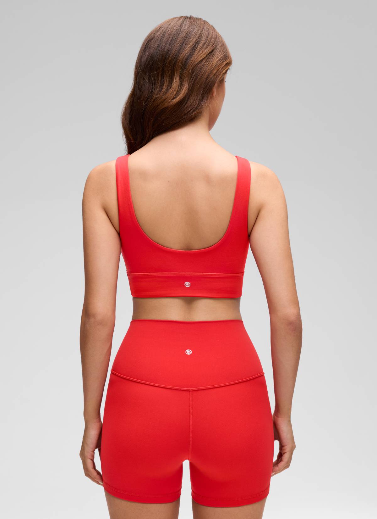 CRZ YOGA Women's Yoga Low Support Butterluxe Sport Bra U Back Longline Deep Red @model_info:Inga