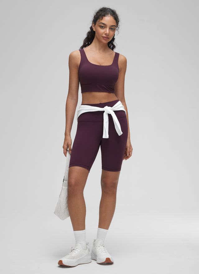 CRZ YOGA Women's Yoga Low Support Butterluxe Sport Bra U Back Longline Deep Purple