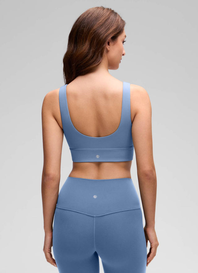 CRZ YOGA Women's Yoga Low Support Butterluxe Sport Bra U Back Longline Oasis Blue @model_info:Inga