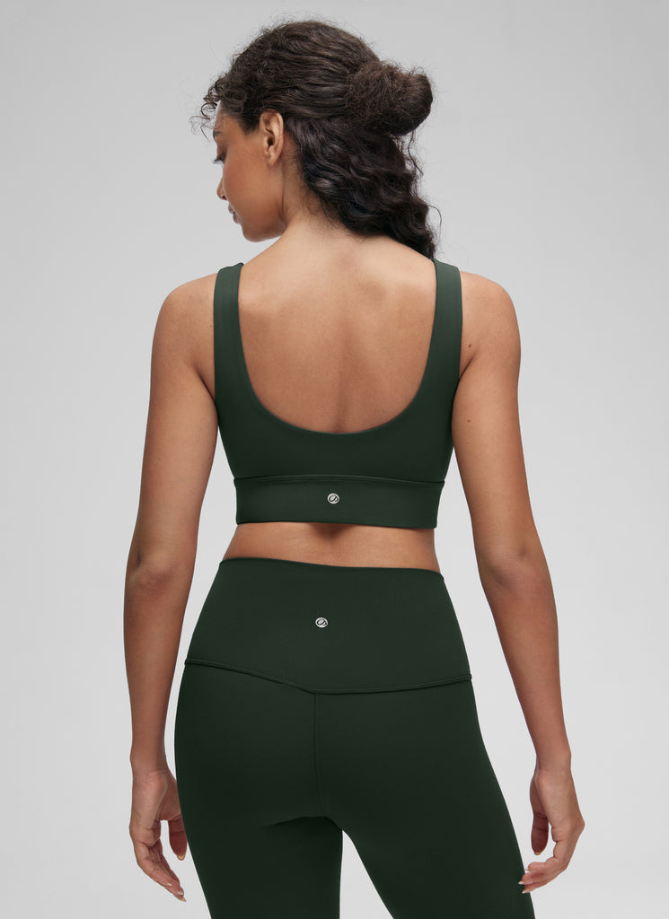 CRZ YOGA Women's Yoga Low Support Butterluxe Sport Bra U Back Longline Deep Red