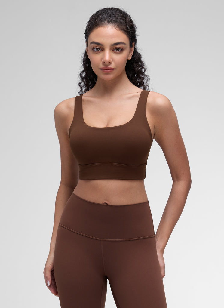 CRZ YOGA Women's Yoga Low Support Butterluxe Sport Bra U Back Longline Green Palm Court