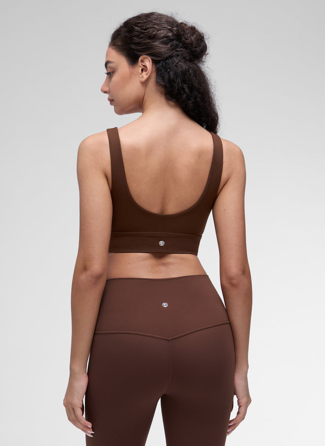 CRZ YOGA Women's Yoga Low Support Butterluxe Sport Bra U Back Longline Lava Brown @model_info:Anano