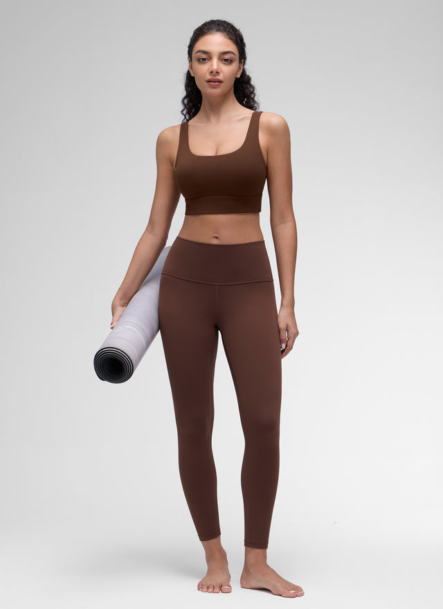 CRZ YOGA Women's Yoga Low Support Butterluxe Sport Bra U Back Longline Lava Brown @model_info:Anano