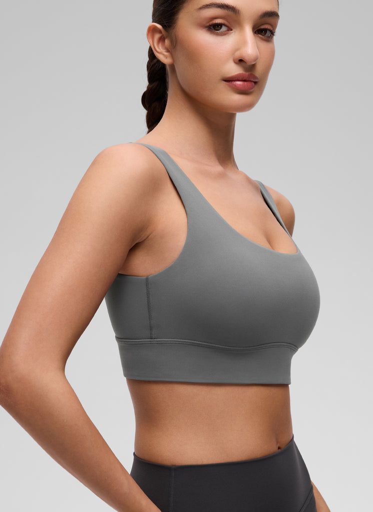 CRZ YOGA Women's Yoga Low Support Butterluxe Sport Bra U Back Longline Ash Grey