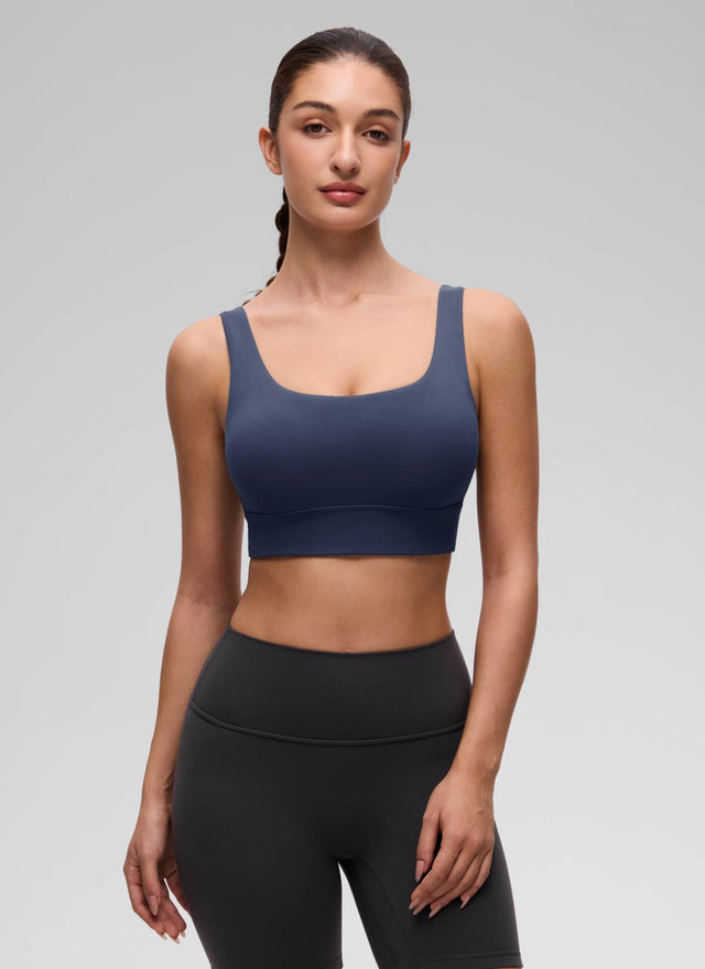 CRZ YOGA Women's Yoga Low Support Butterluxe Sport Bra U Back Longline Club Blue @model_info:Inga