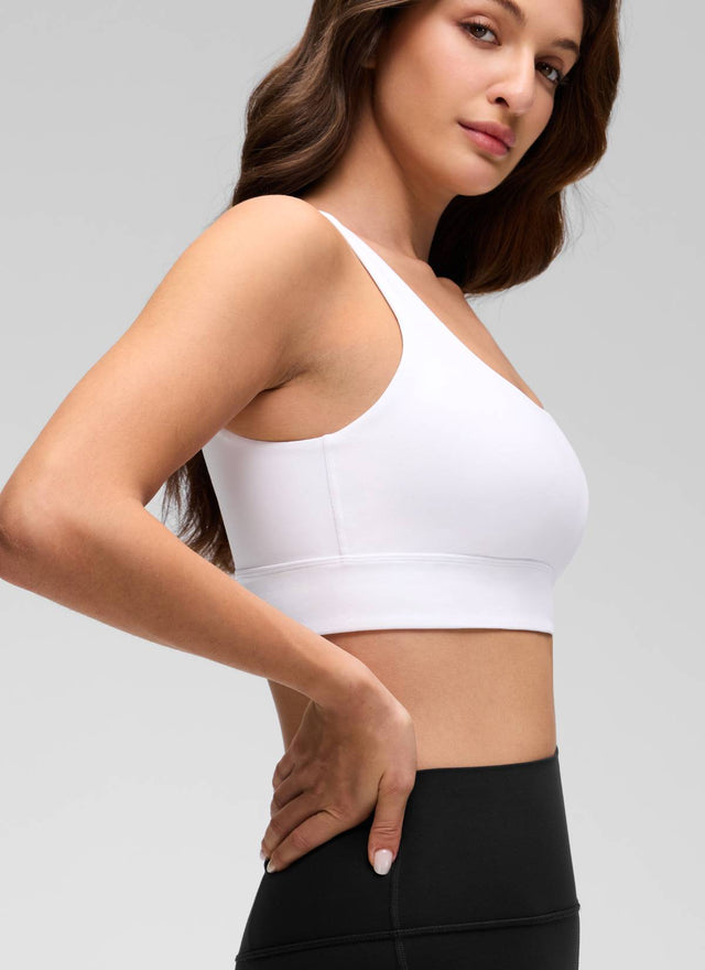CRZ YOGA Women's Yoga Low Support Butterluxe Sport Bra U Back Longline White @model_info:Inga