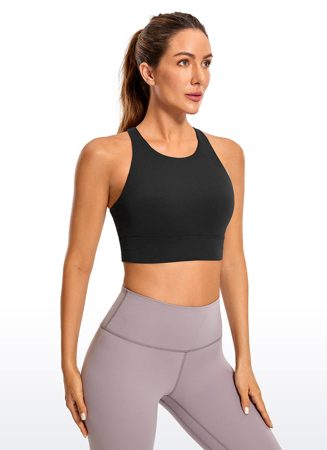 CRZ YOGA Women's Training Medium Support Butterluxe Bra Strappy back Black