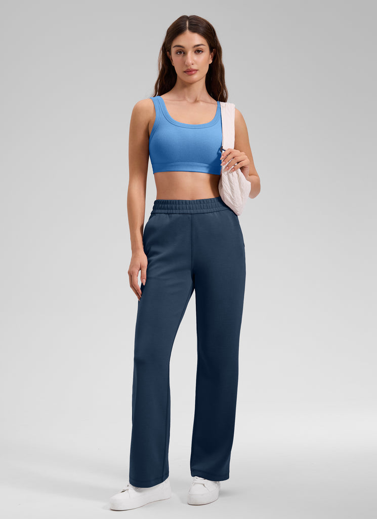 CRZ YOGA Women U Back Wireless Medium Impact Ribbed Sports Bras Mojave Tan