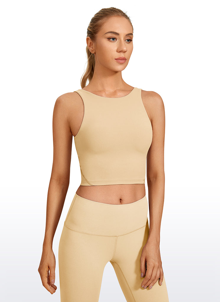 CRZ YOGA Women's Yoga Low Support Butterluxe High Neck Bra U Back Pure Blue