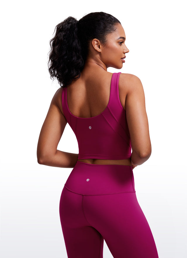 CRZ YOGA Women's Yoga Low Support Butterluxe High Neck Bra U Back Magenta Purple
