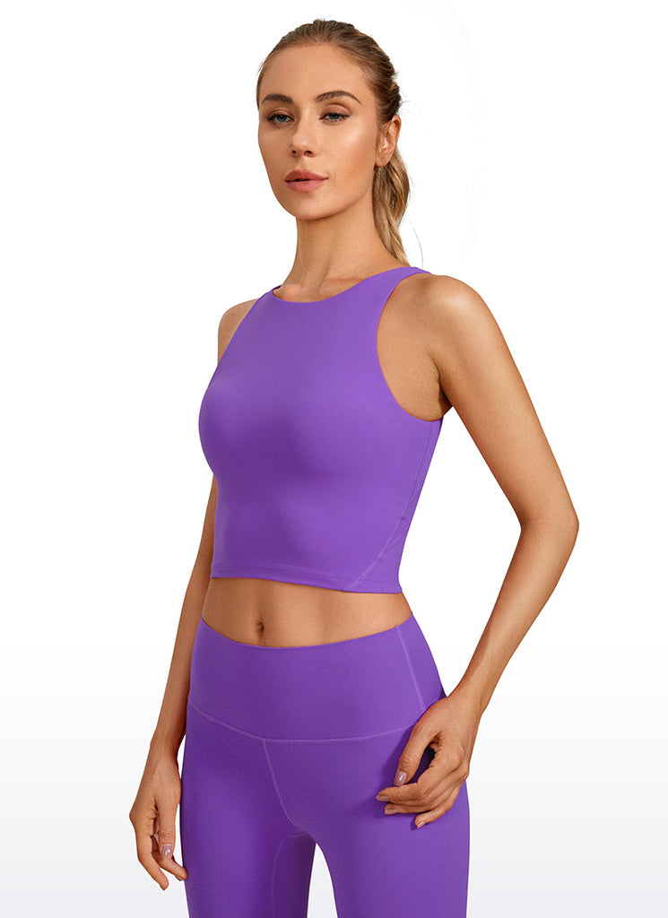 CRZ YOGA Women's Yoga Low Support Butterluxe High Neck Bra U Back Magenta Purple