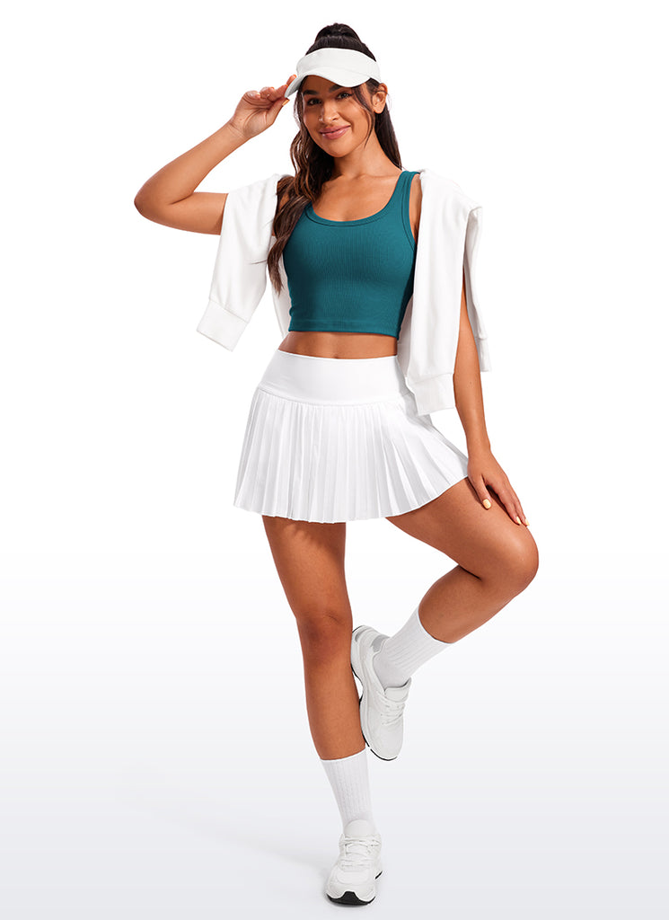 CRZ YOGA Women Longline U Neck Medium Impact Ribbed Sports Bras Taupe