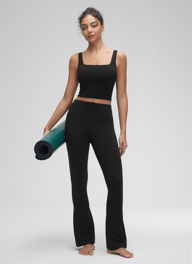 CRZ YOGA Women's Yoga Low Impact Butterluxe Longline Bra Square Neck Black @model_info:Anano