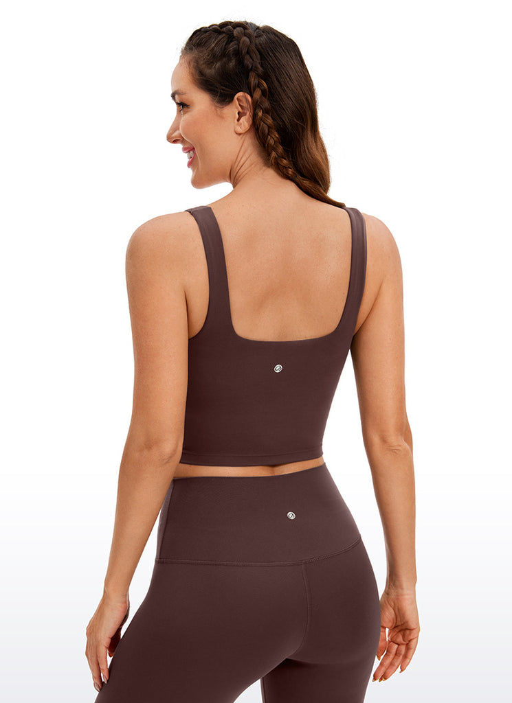 CRZ YOGA Women's Yoga Low Impact Butterluxe Longline Bra Square Neck Arctic Plum