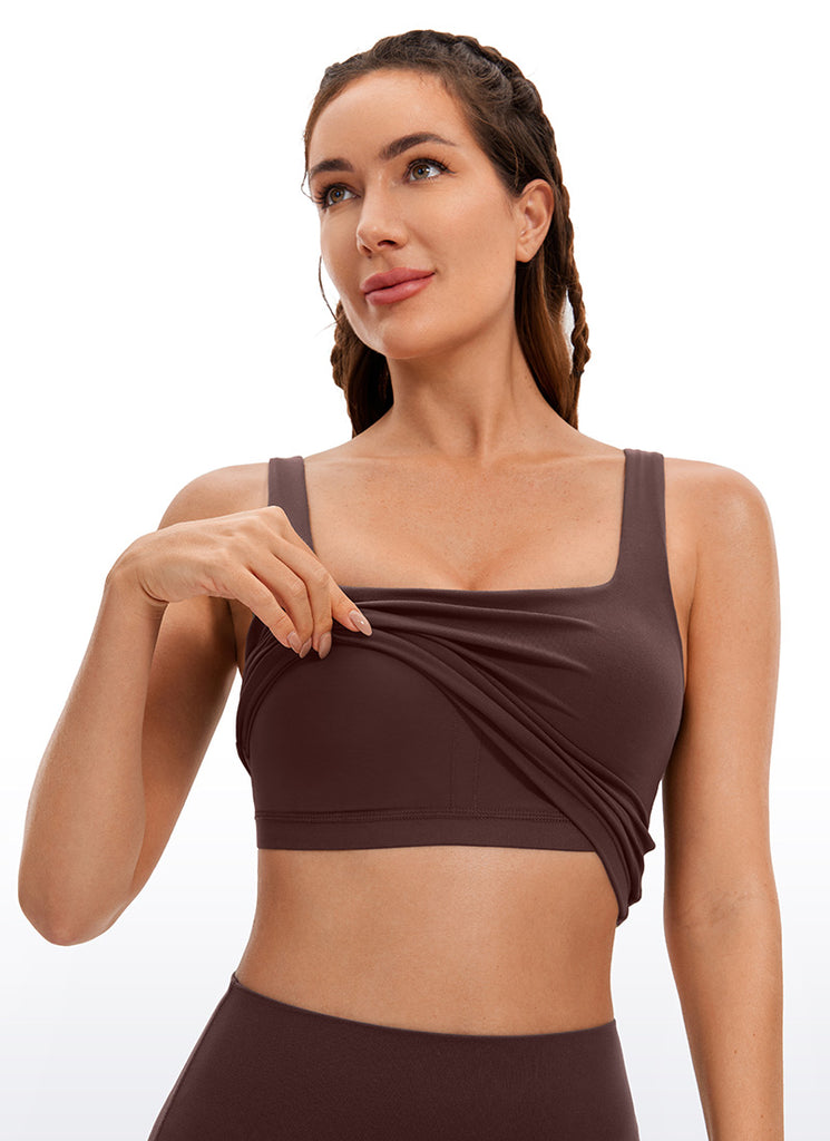 CRZ YOGA Women's Yoga Low Impact Butterluxe Longline Bra Square Neck Arctic Plum