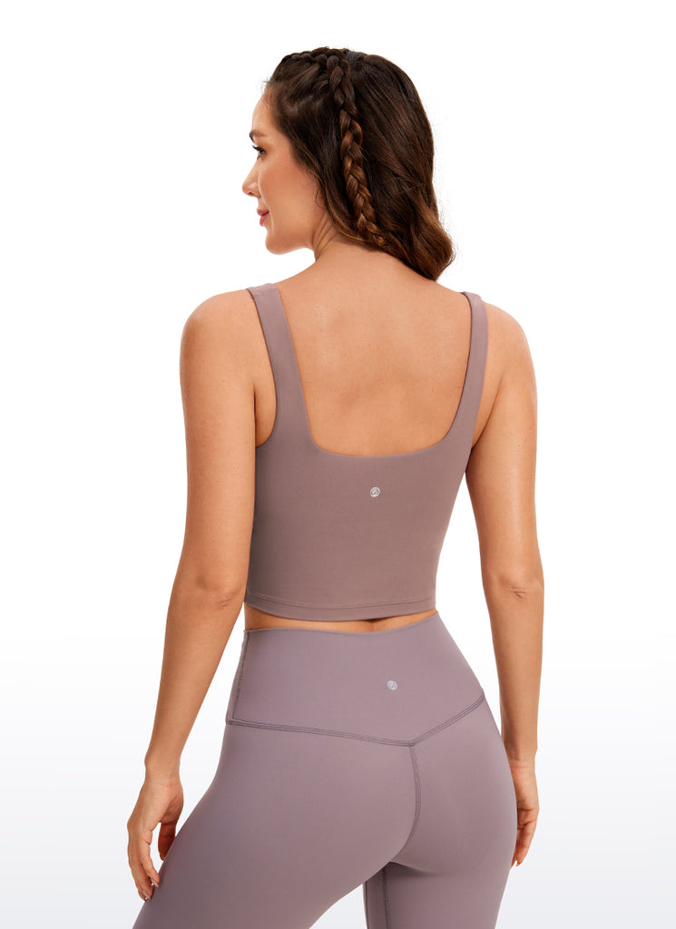CRZ YOGA Women's Yoga Low Impact Butterluxe Longline Bra Square Neck Mauve