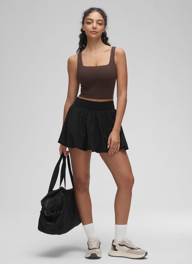 CRZ YOGA Women's Yoga Low Impact Butterluxe Longline Bra Square Neck Hot Fudge Brown @model_info:Anano