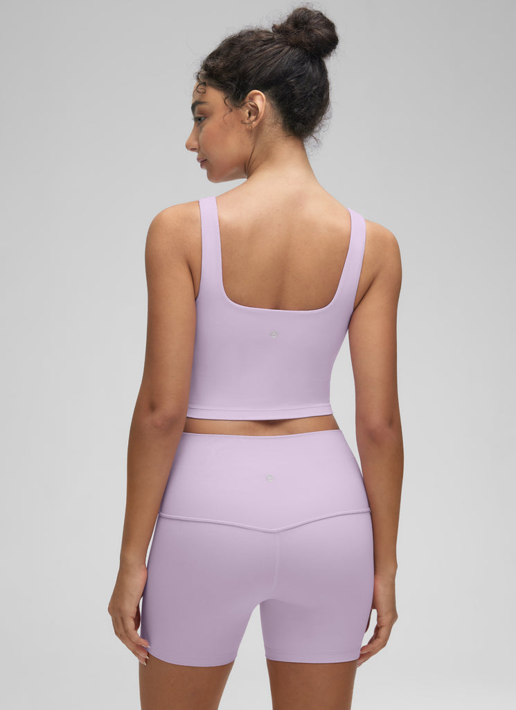 CRZ YOGA Women's Yoga Low Impact Butterluxe Longline Bra Square Neck Oasis Blue