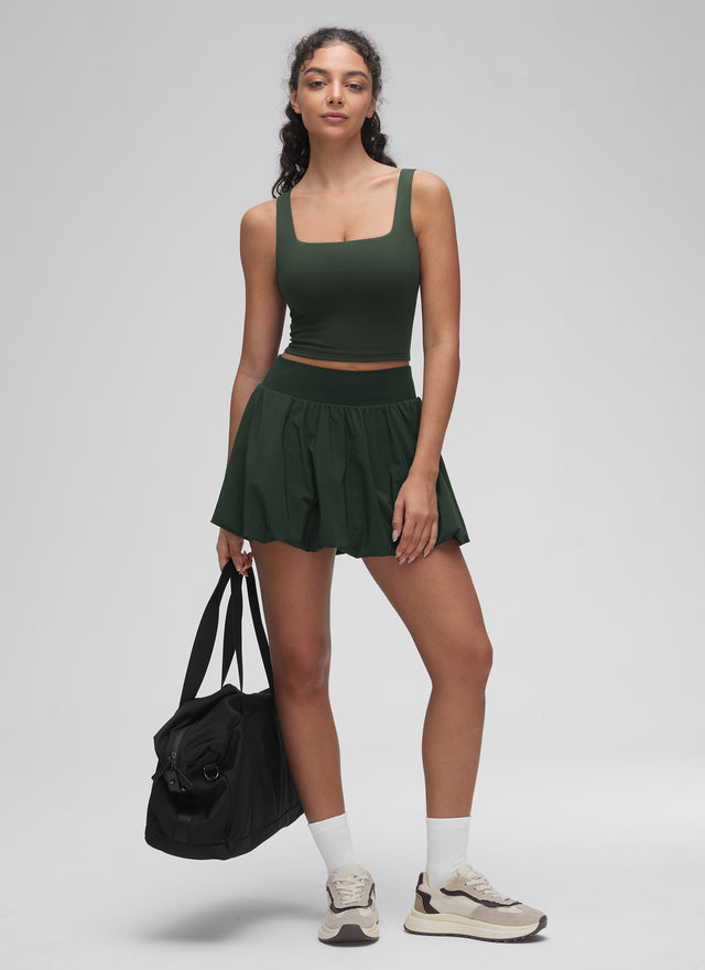 CRZ YOGA Women's Yoga Low Impact Butterluxe Longline Bra Square Neck Legend Green @model_info:Anano