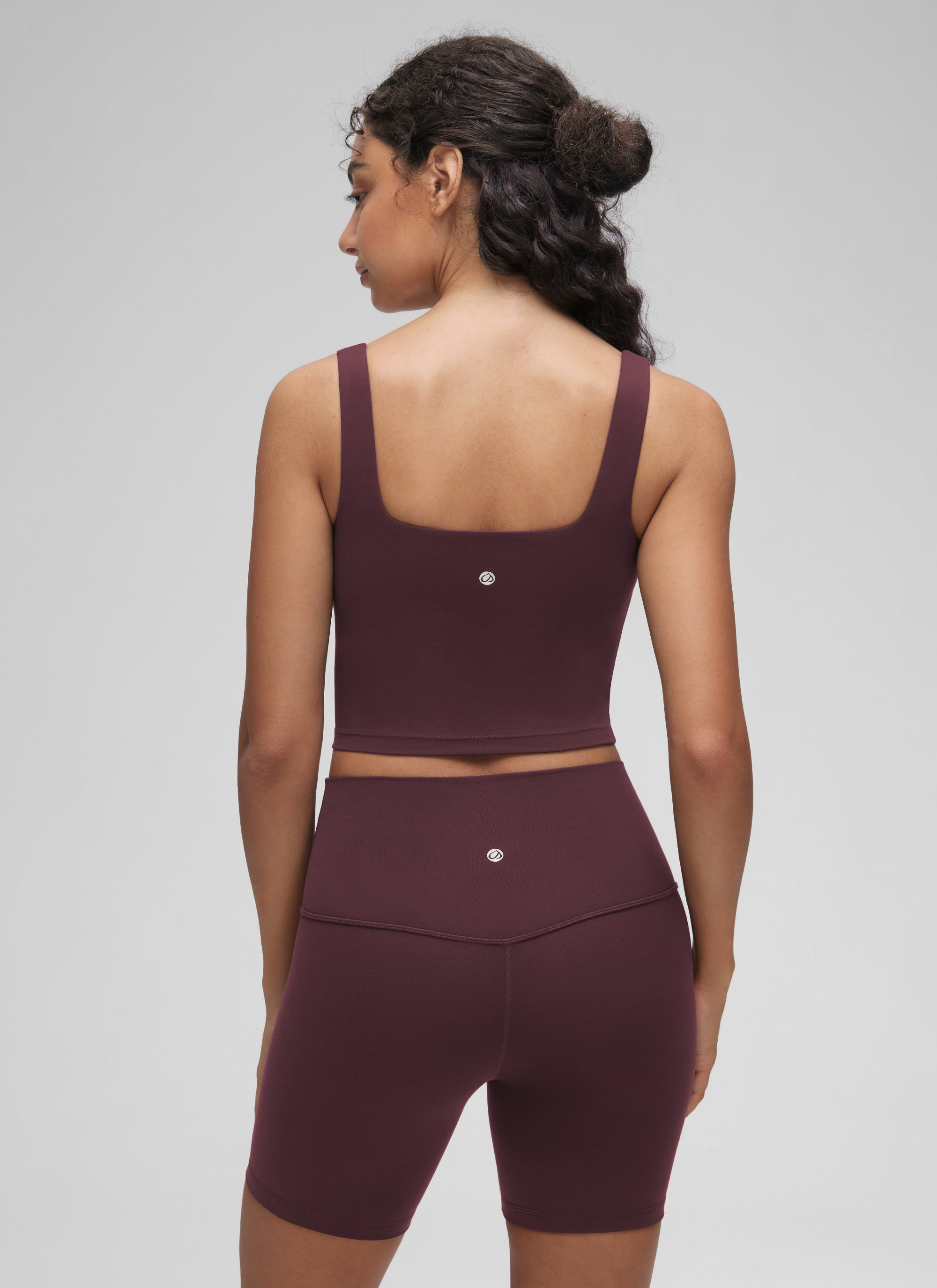 CRZ YOGA Women's Yoga Low Impact Butterluxe Longline Bra Square Neck Ripe Plum @model_info:Anano