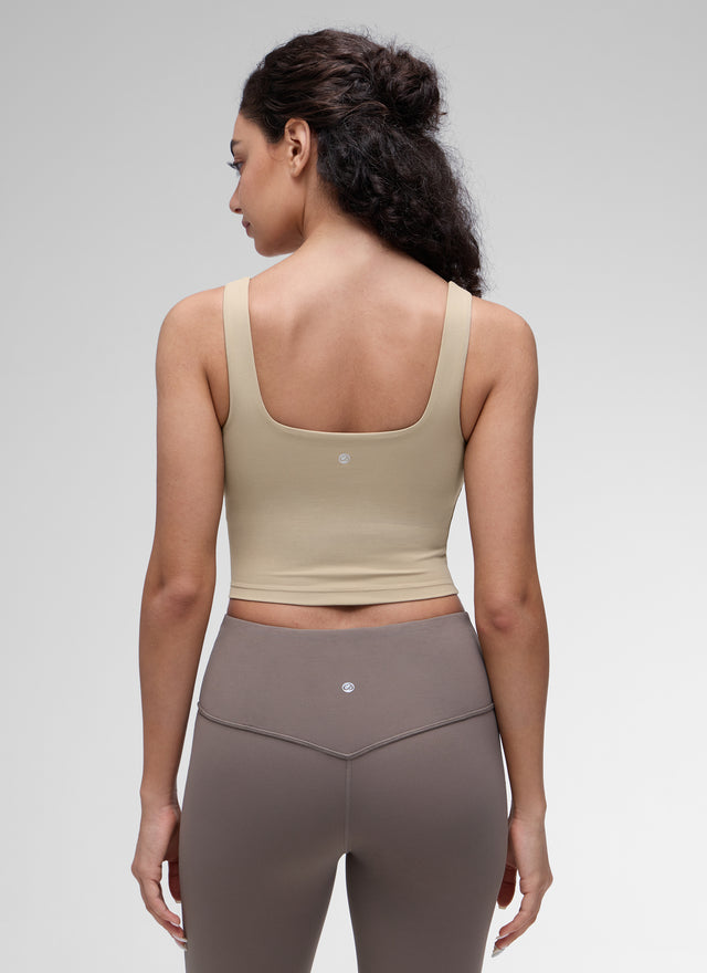 CRZ YOGA Women's Yoga Low Impact Butterluxe Longline Bra Square Neck Oak