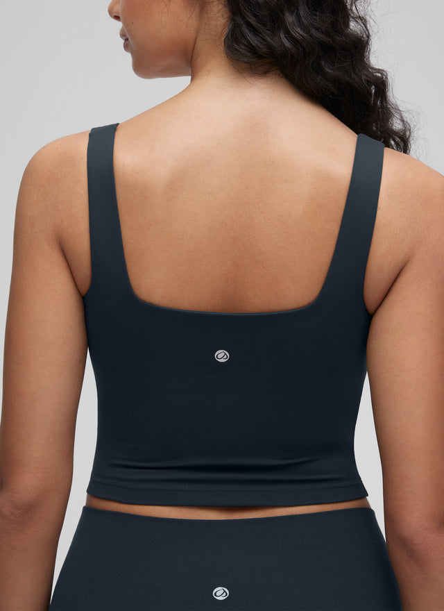 CRZ YOGA Women's Yoga Low Impact Butterluxe Longline Bra Square Neck True Navy @model_info:Anano
