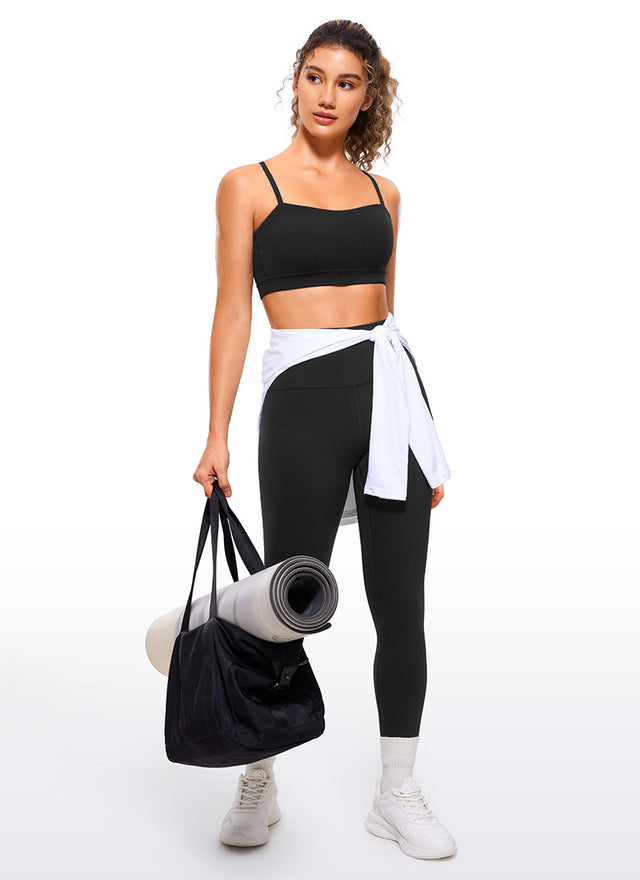 CRZ YOGA Womens Butterluxe  Adjustable Spaghetti Thin Strap Sports Bra Black