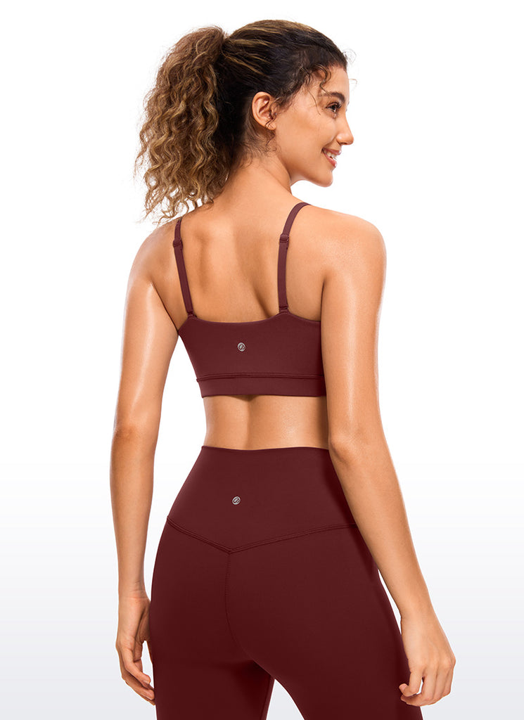 CRZ YOGA Womens Butterluxe  Adjustable Spaghetti Thin Strap Sports Bra Grey Sage