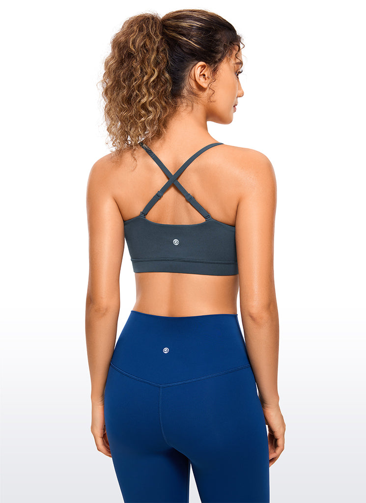 CRZ YOGA Womens Butterluxe  Adjustable Spaghetti Thin Strap Sports Bra Noctilucence Red